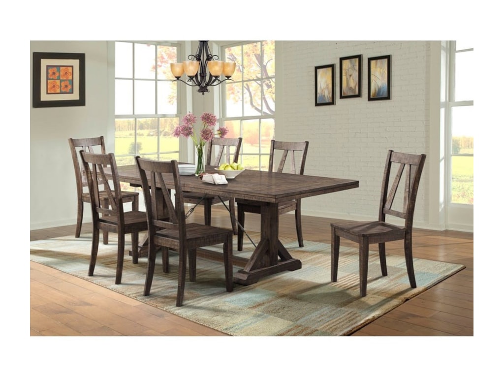 Elements International Finn Trestle Dining Table With 18 Leaf Elements International Finndining Room Table