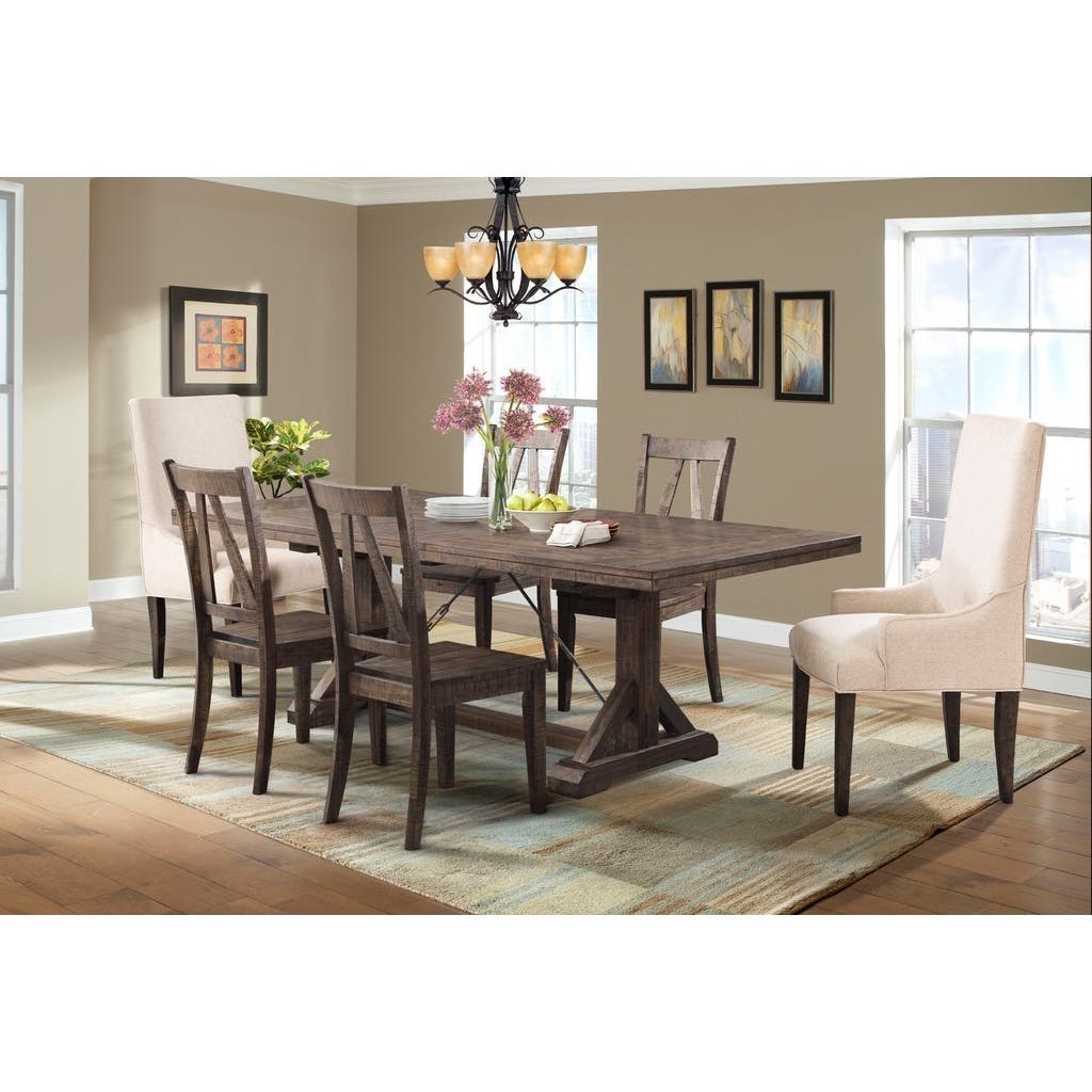 Elements International Finn Trestle Dining Table With 18 Leaf