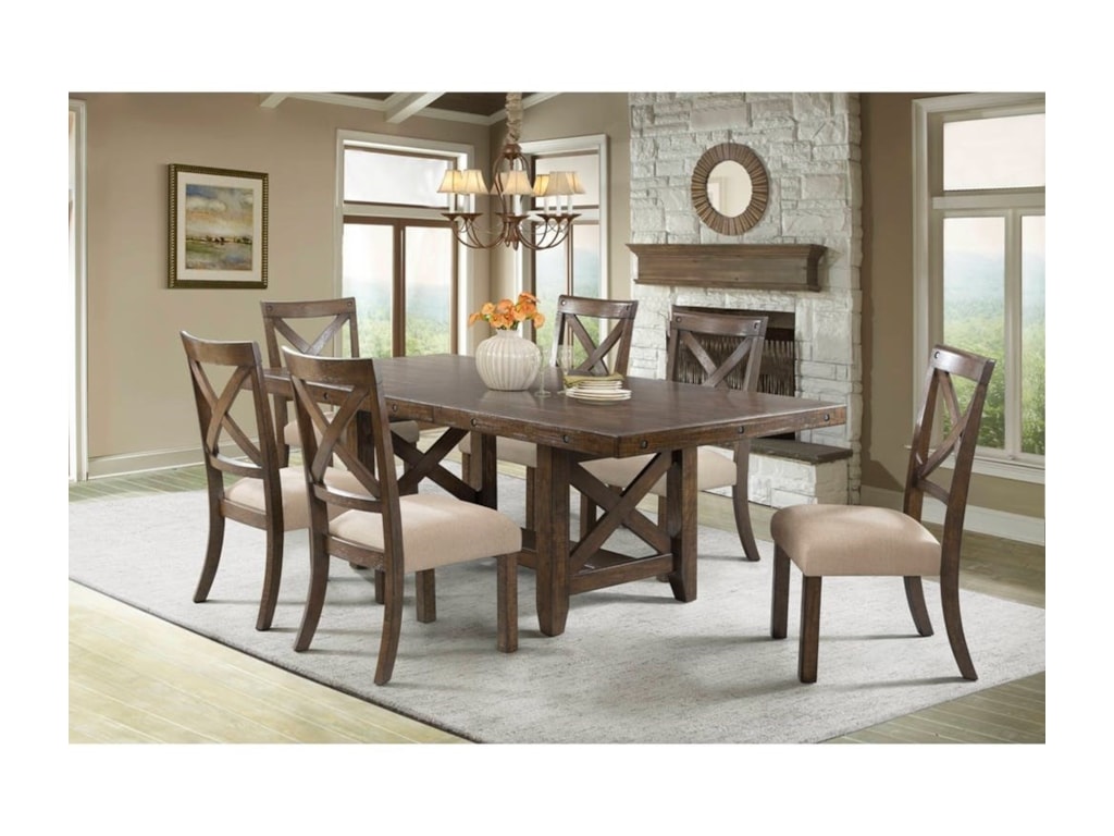 Elements Franklin Rustic Seven Piece Dining Set Royal Furniture Dining 7 Or More Piece Sets Elements Franklin Rustic Seven Piece Dining Set Royal Furniture Dining 7 Or More Piece Sets