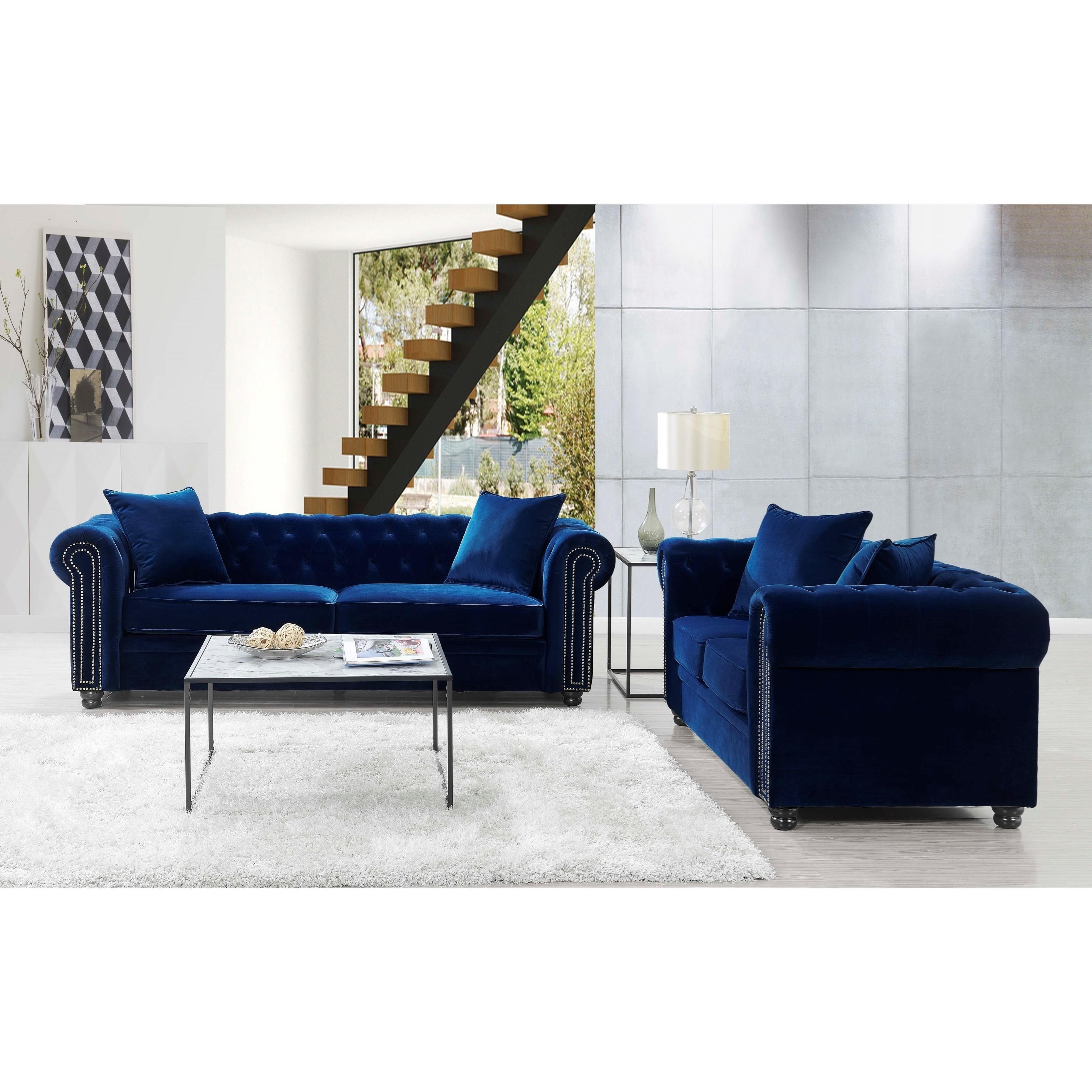 Elements International Greenwich Contemporary 2 Piece Sofa Set