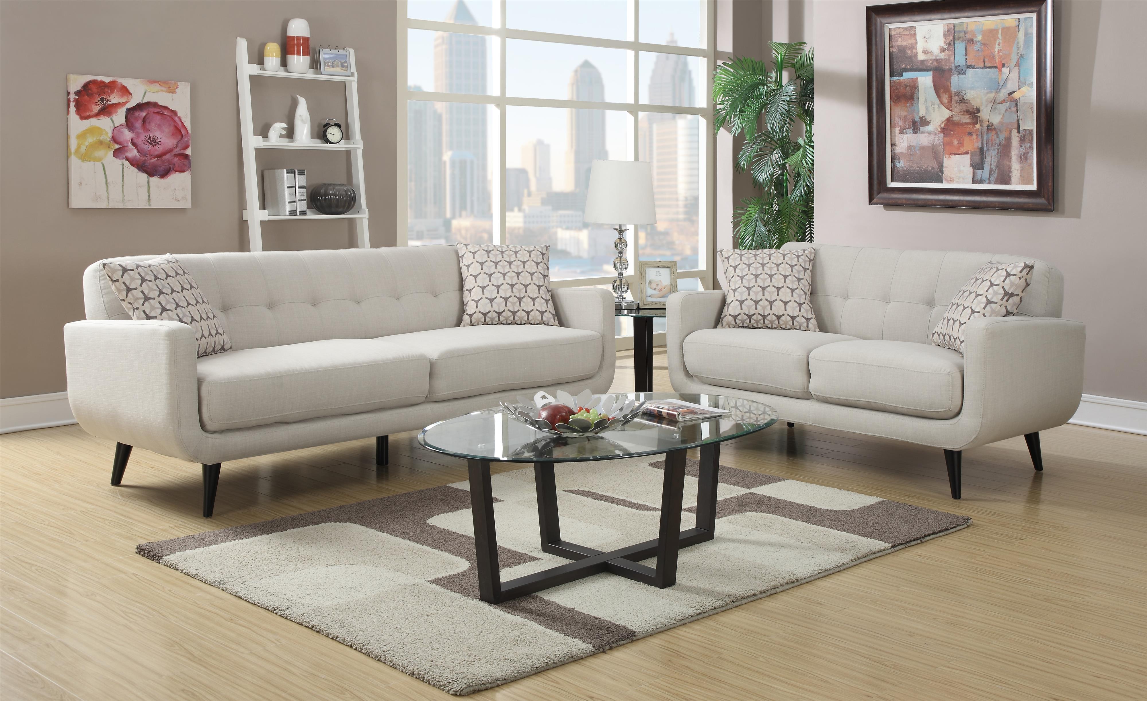 Elements International Hadley Mid Century Modern Sofa With Tufted Back Lindy S Furniture Company Sofa