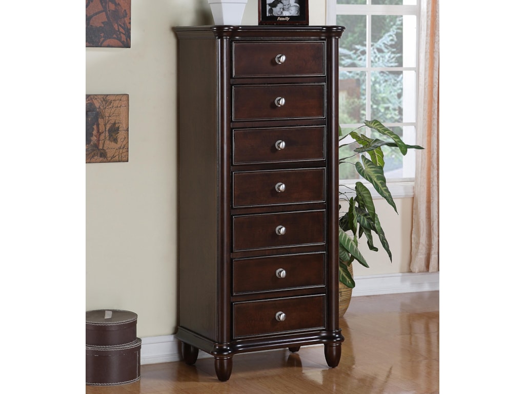 Elements Hamilton Traditional Rich Brown 7 Drawer Lingerie Chest Royal Furniture Lingerie Chests