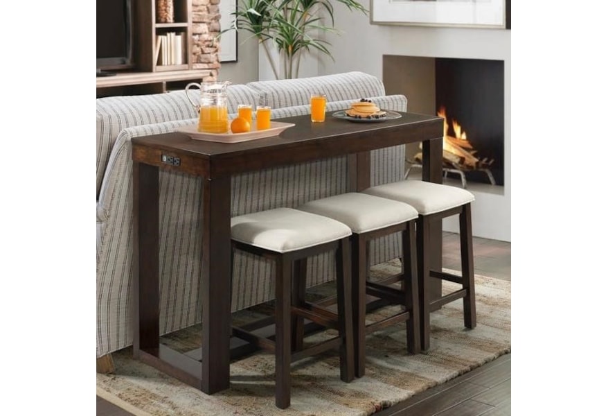 Elements International Hardy Counter Height Bar Table Set With Three Stools Bullard Furniture Pub Table And Stool Sets