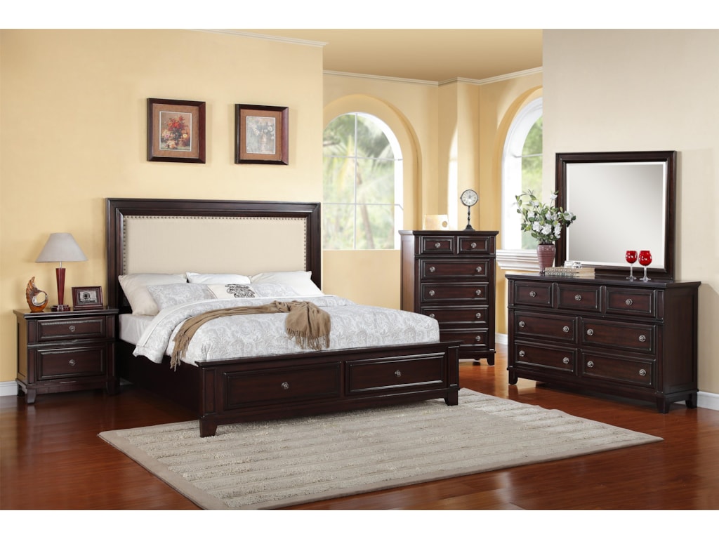 Elements International HarwichQueen Upholstered Storage Bed