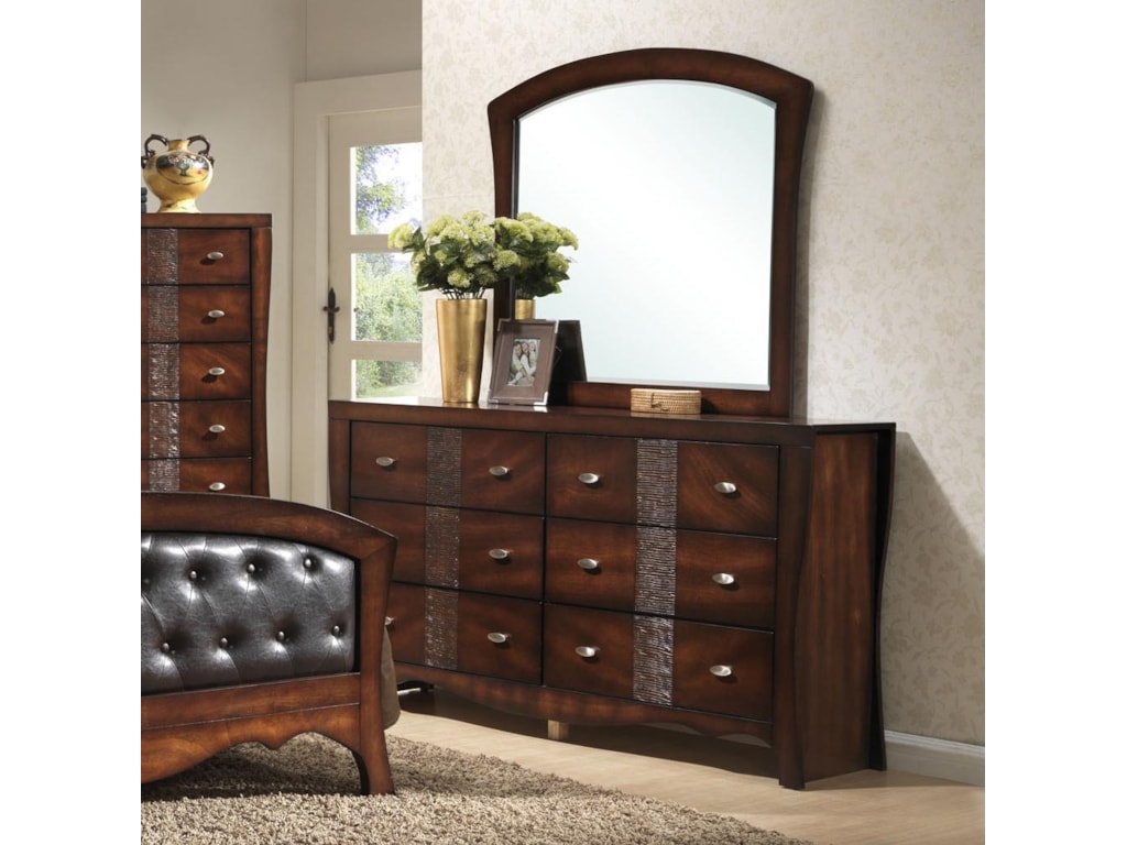 Elements Jenny 6 Drawer Dresser And Mirror Set Royal Furniture