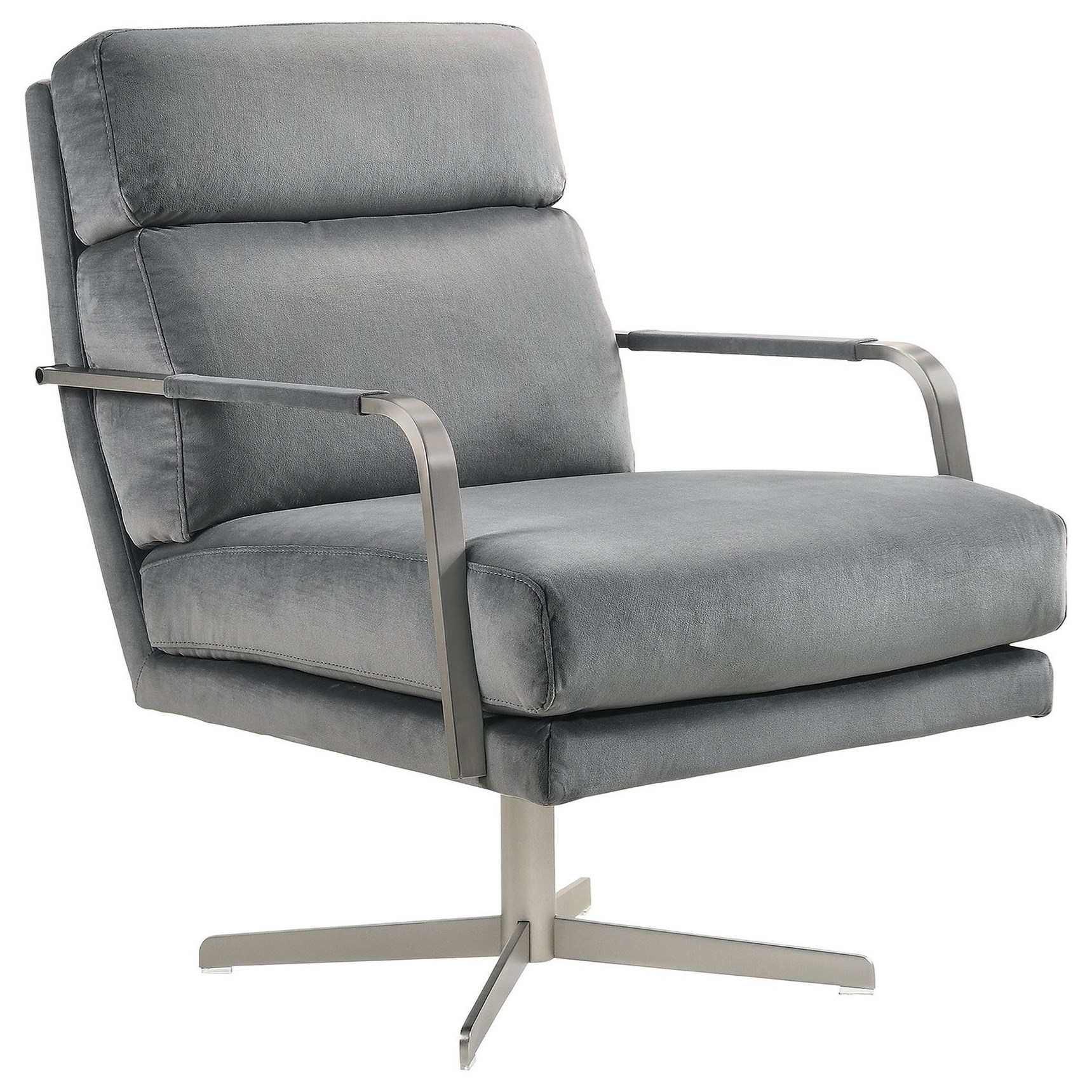 Elements International Kota Mid Century Modern Swivel Accent Chair With Metal Base Lindy S Furniture Company Upholstered Chairs