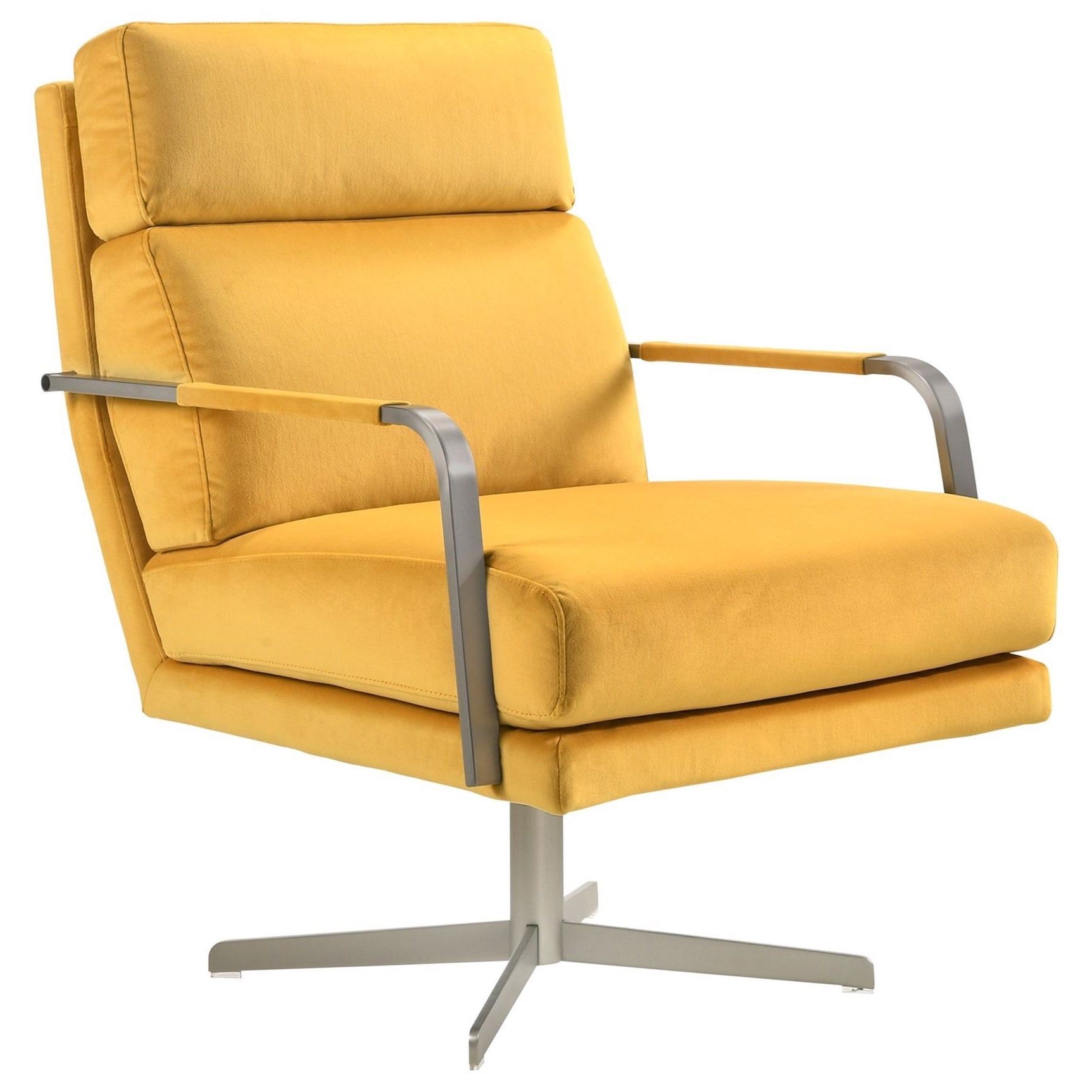 Elements International Kota Mid Century Modern Swivel Accent Chair With Metal Base Lindy S Furniture Company Upholstered Chairs