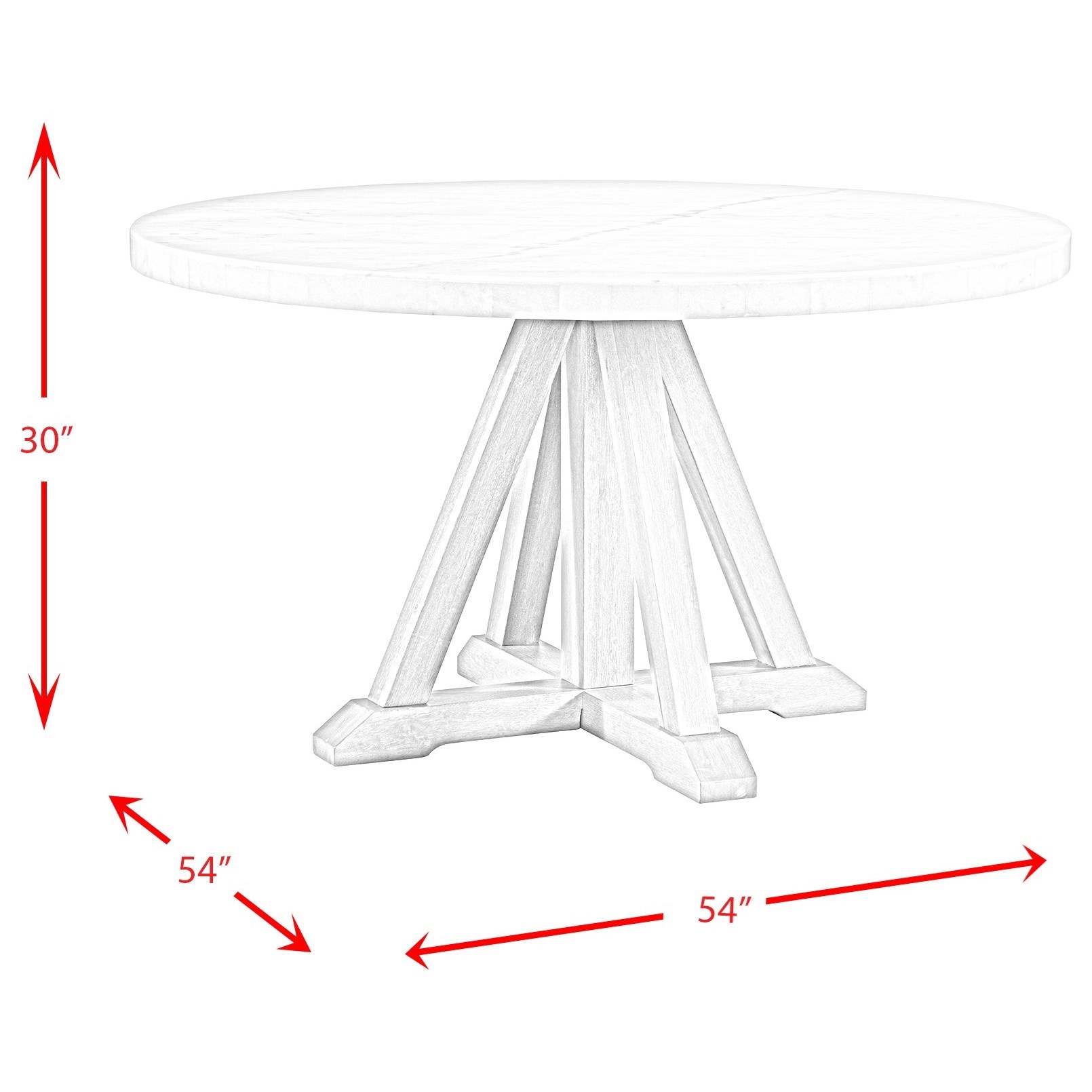 Elements International Lakeview Round Dining Table With White