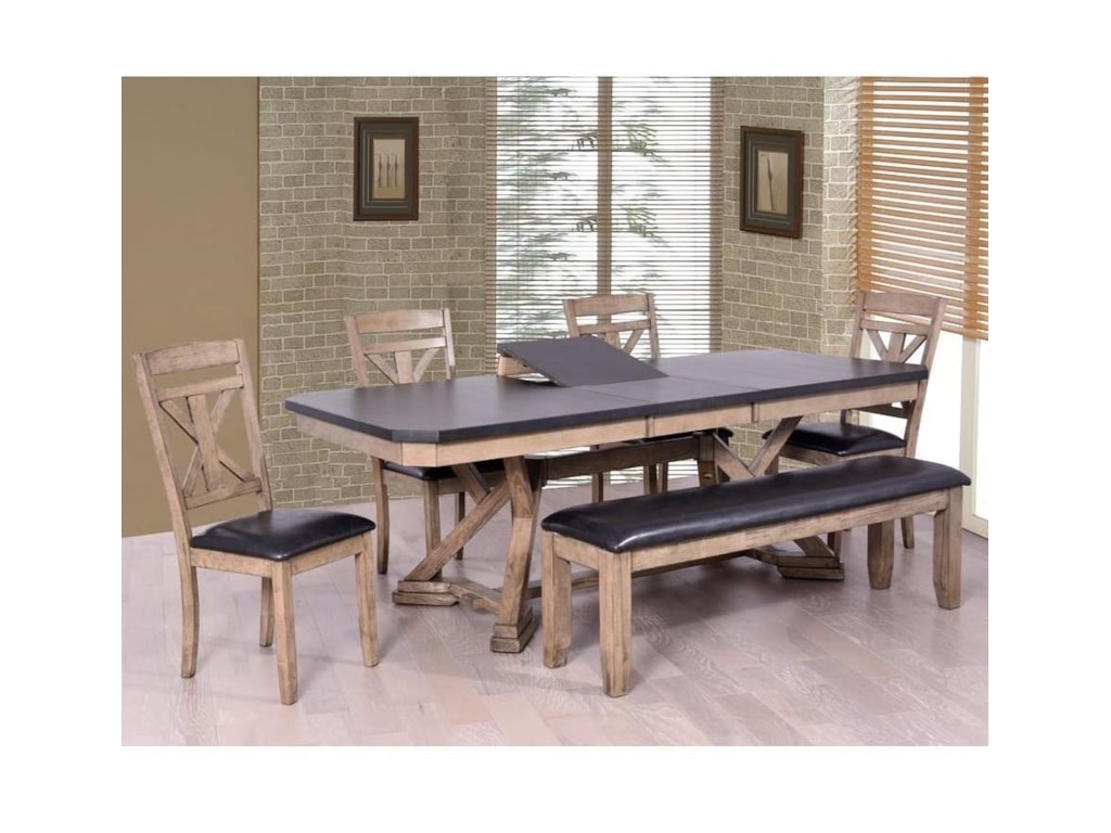 Elements International Laramie Rustic Dining Set With Bench Elements International Laramiedining Set With Bench
