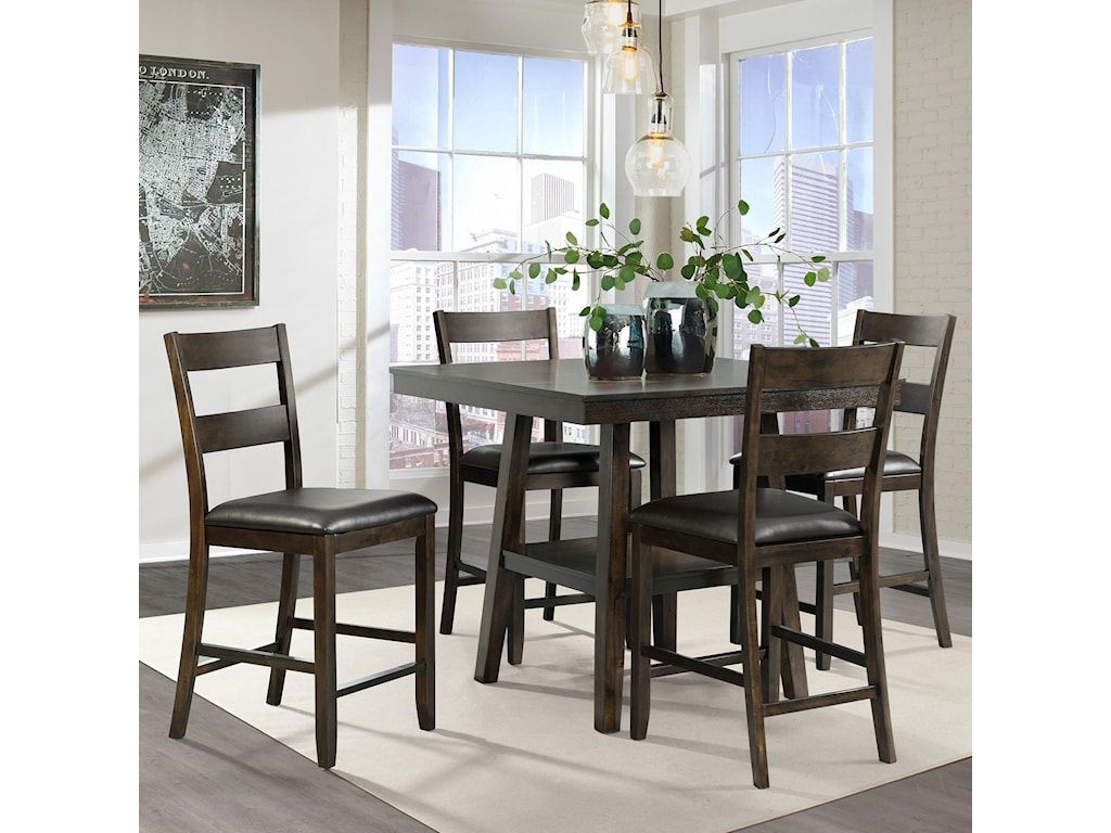 Elements Laredo Rustic 5 Piece Counter Height Dining Set With Shelf In Table Royal Furniture Pub Table And Stool Sets