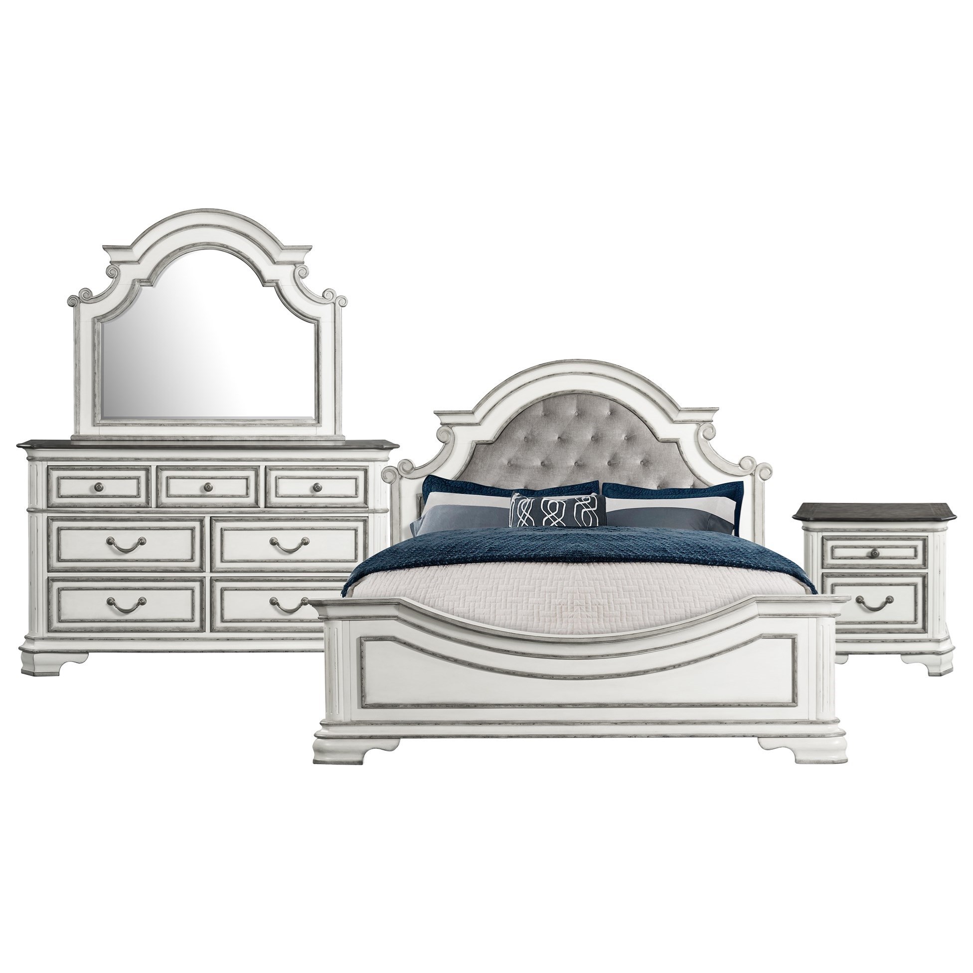 Elements International Leighton Manor King Panel 4pc Bedroom Set