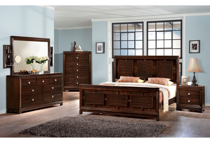 Elements International London Casual 7 Drawer Dresser Mirror Set