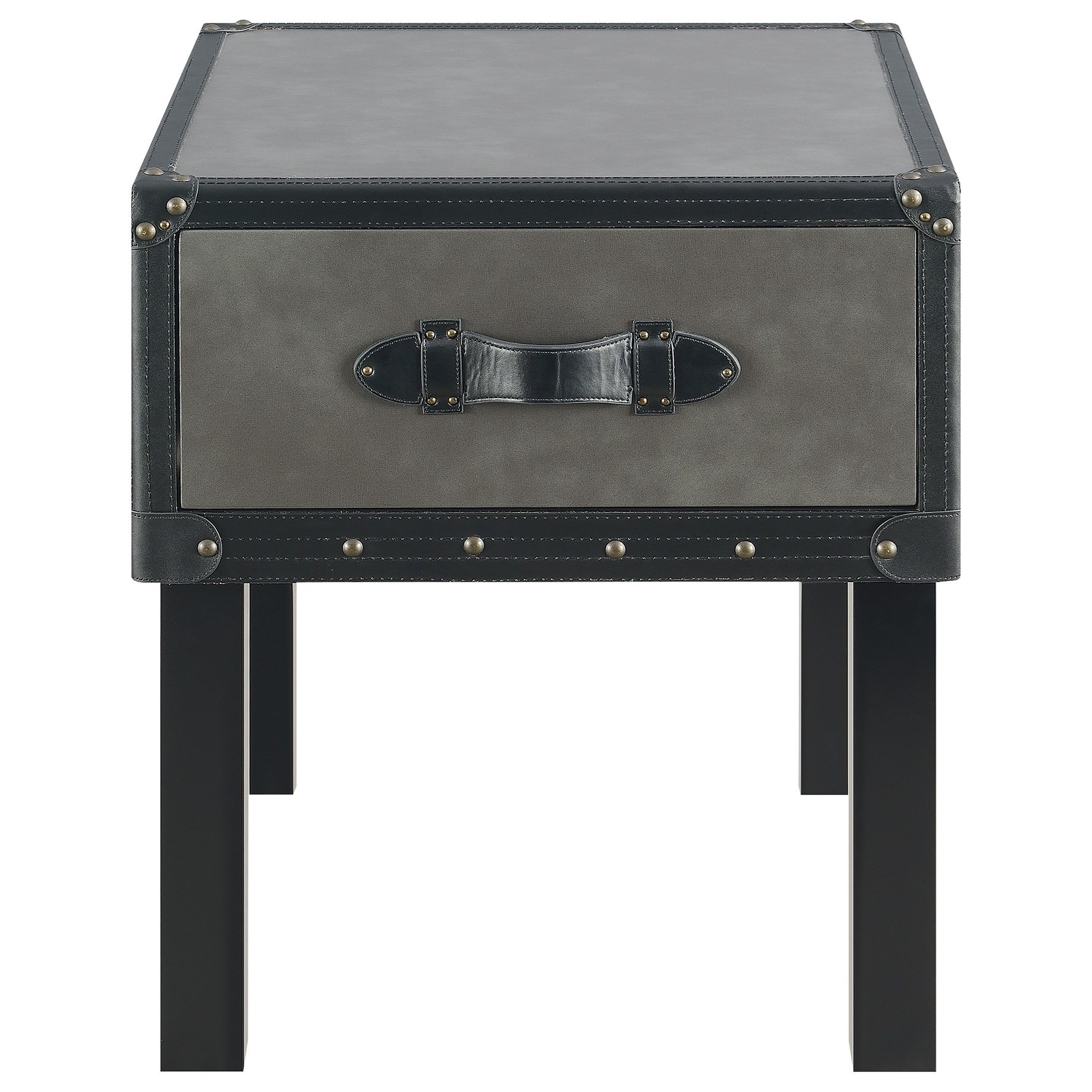 Elements Louie Transitional Upholstered End Table With Nailhead