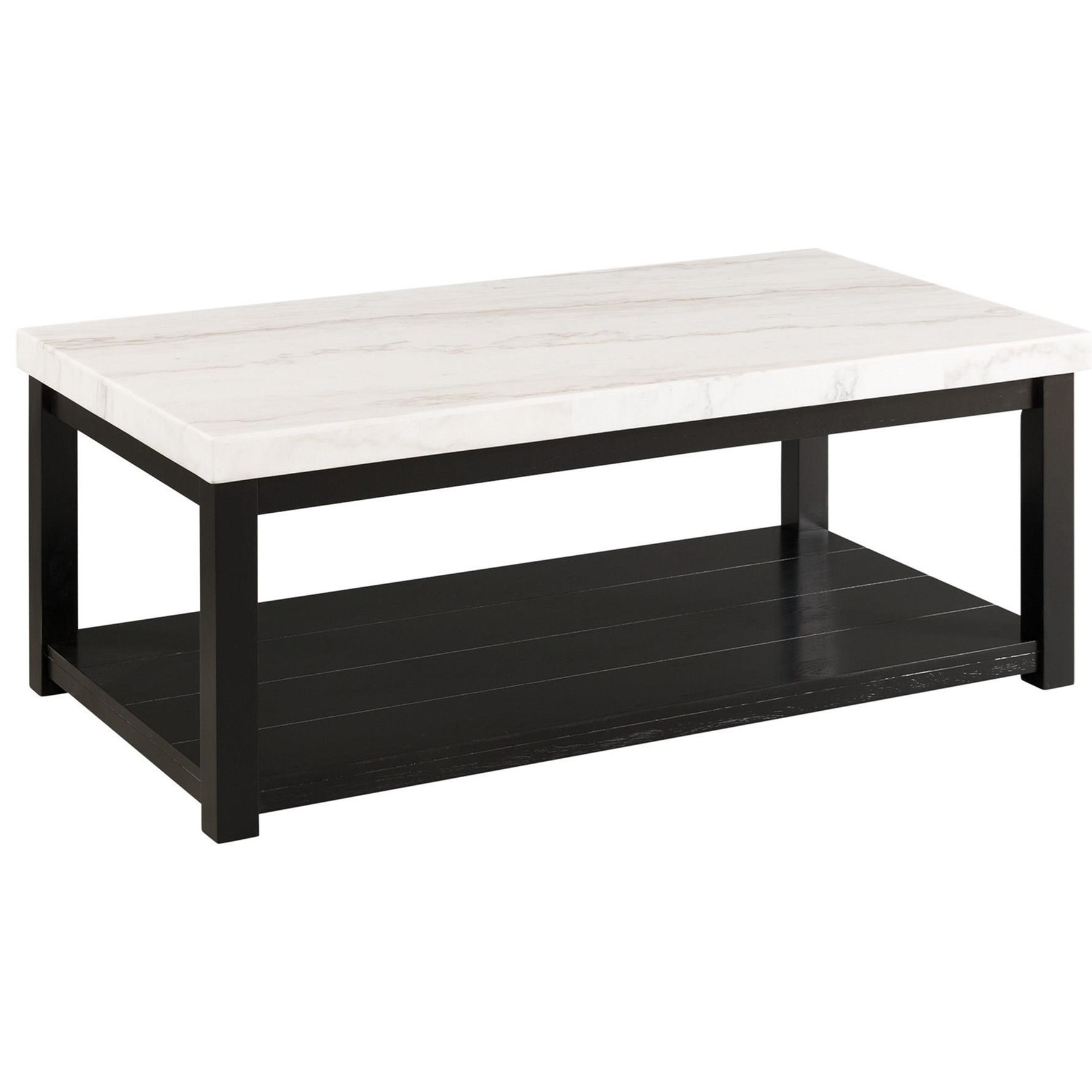 Elements International Marcello 0180509 Contemporary Cocktail Table With Marble Top Open Shelf And Casters Becker Furniture Cocktail Coffee Tables