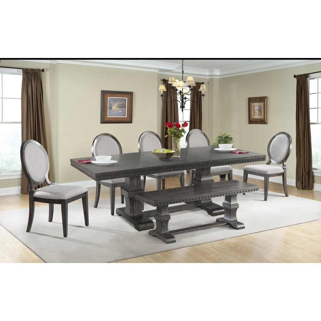 Elements International Morrison Pedestal Dining Table With Dentil
