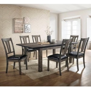 Elements International Nathan Rustic 7 Piece Dining Room Table Set Lindy S Furniture Company Dining 7 Or More Piece Sets
