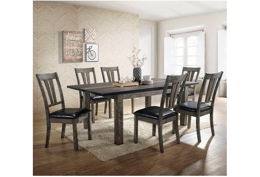 Elements International Nathan Rustic 7 Piece Dining Room Table Set Lindy S Furniture Company Dining 7 Or More Piece Sets