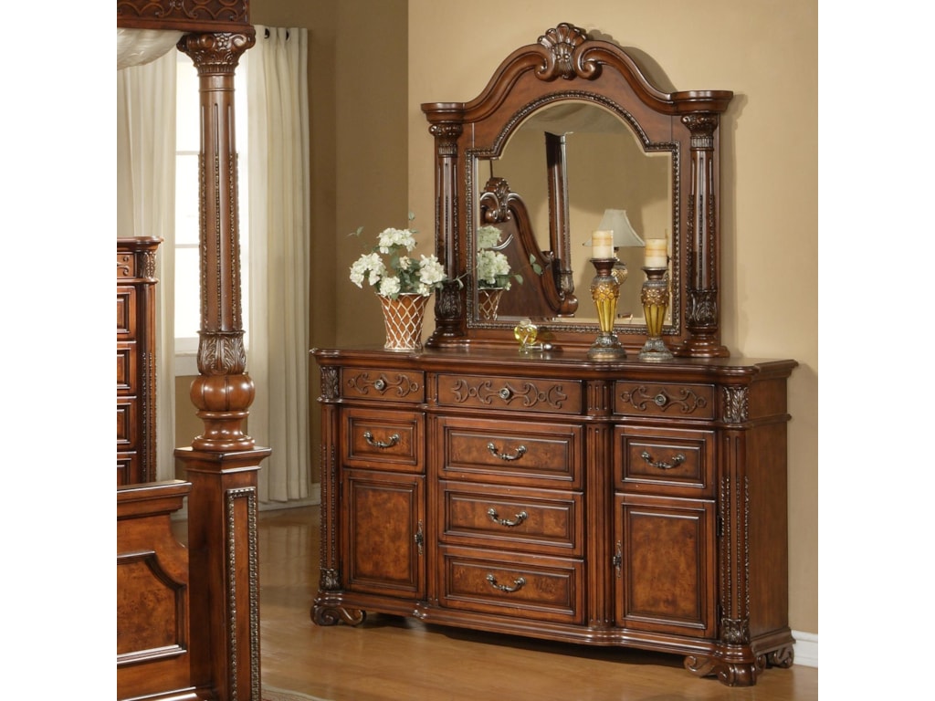 Elements International Olivia Dresser & Mirror Set