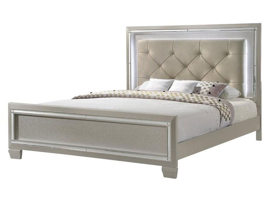 Elements International PlatinumKing Upholstered Bed