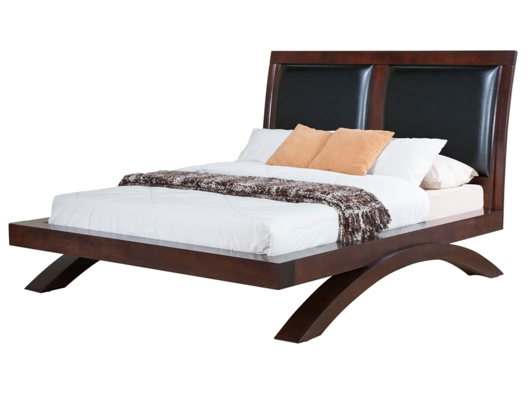 Elements International RavenKing Faux Leather Headboard Platform Bed