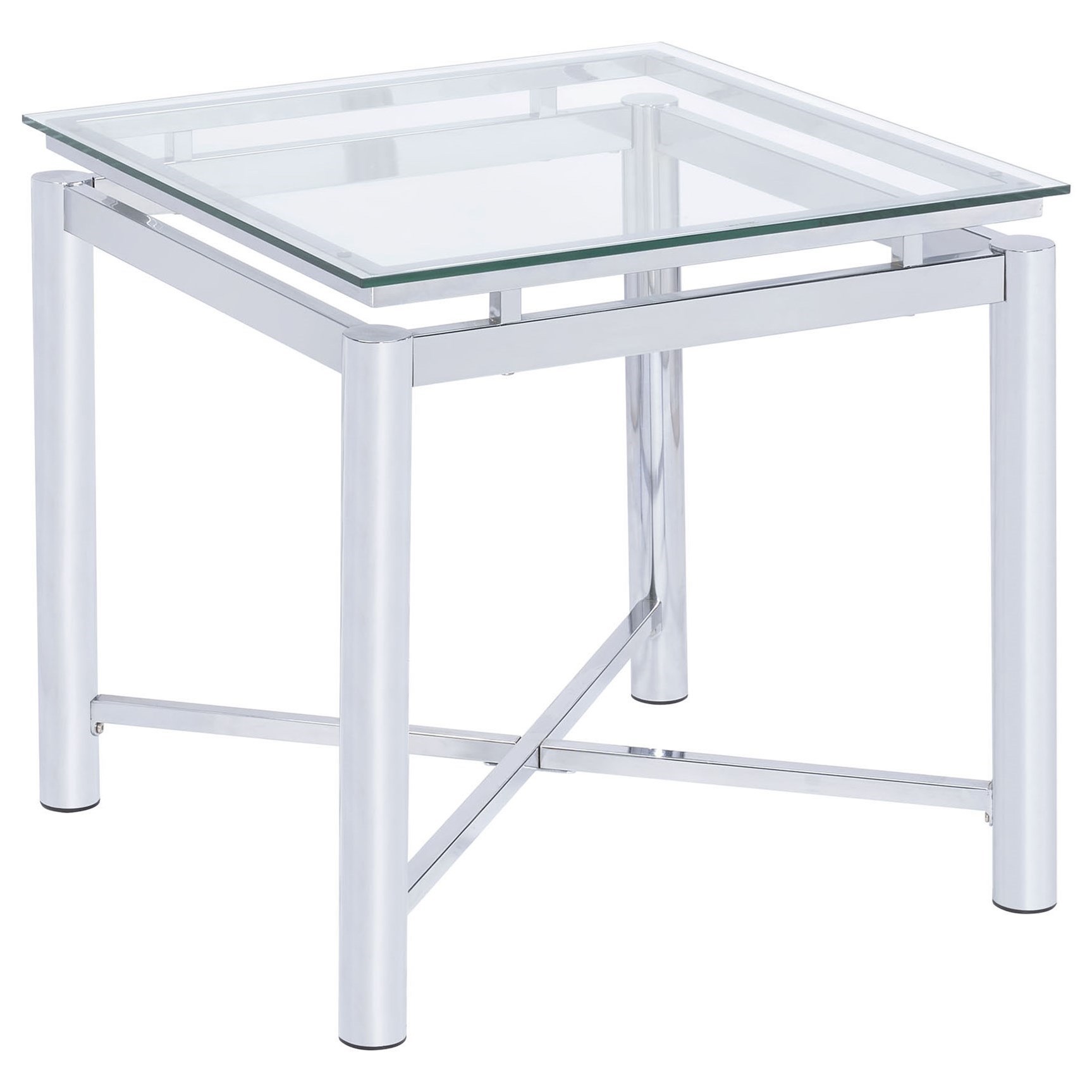 Elements International Savannah Contemporary End Table With Glass