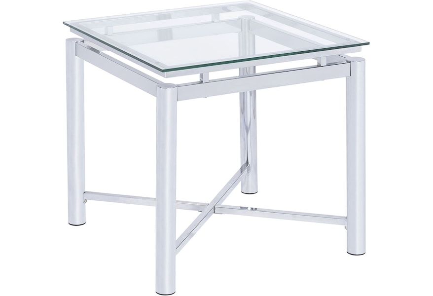 Elements International Savannah Contemporary End Table With Glass