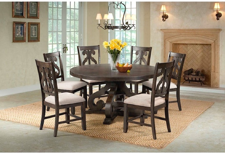 Elements International Stone Round Pedestal Dining Table Lindy S Furniture Company Kitchen Tables