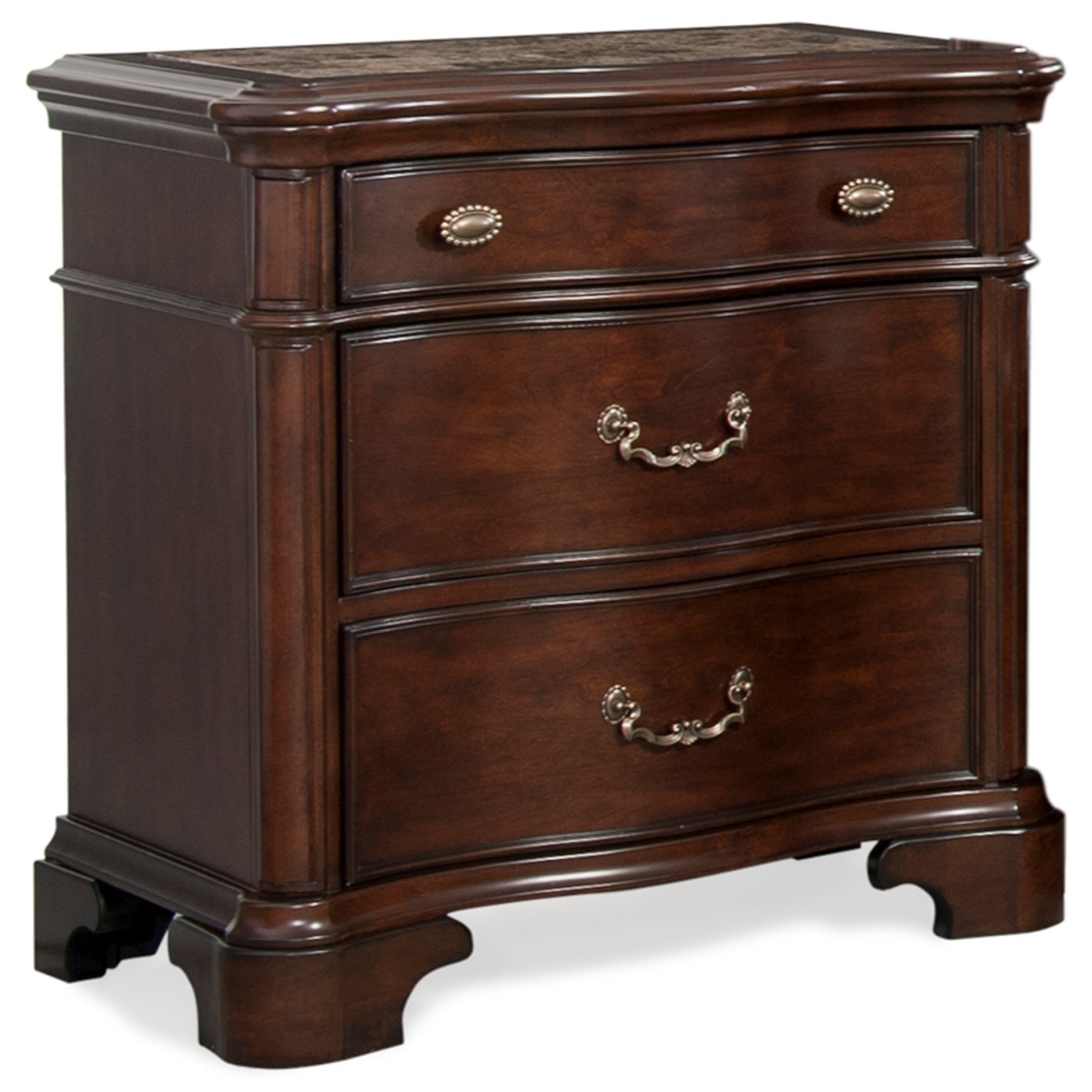 Elements Tabasco 3 Drawer Nightstand With Marble Top Royal