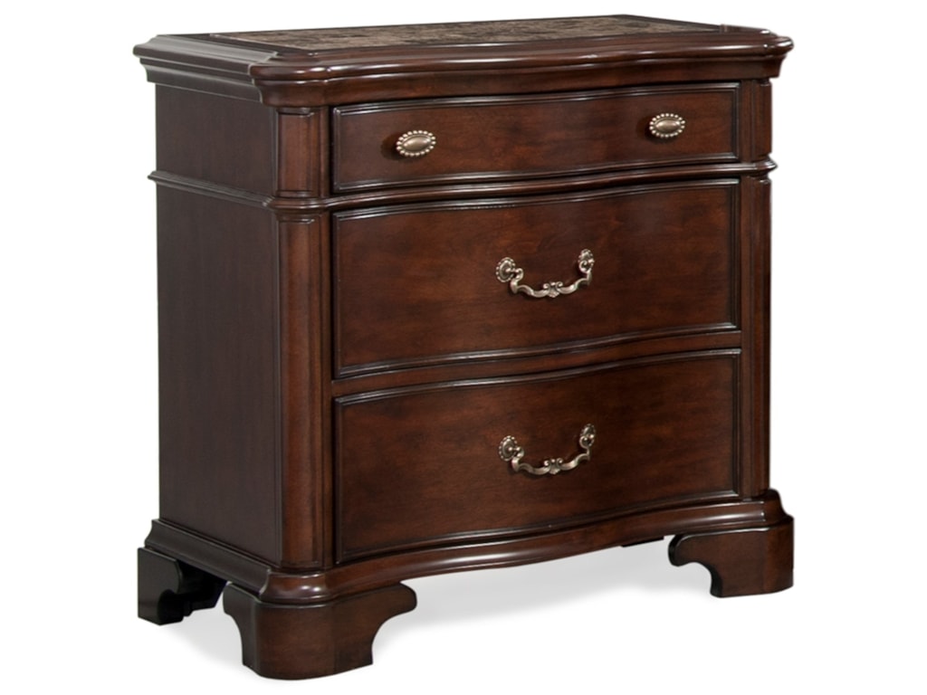 Elements Tabasco 3 Drawer Nightstand With Marble Top Royal Furniture Nightstands