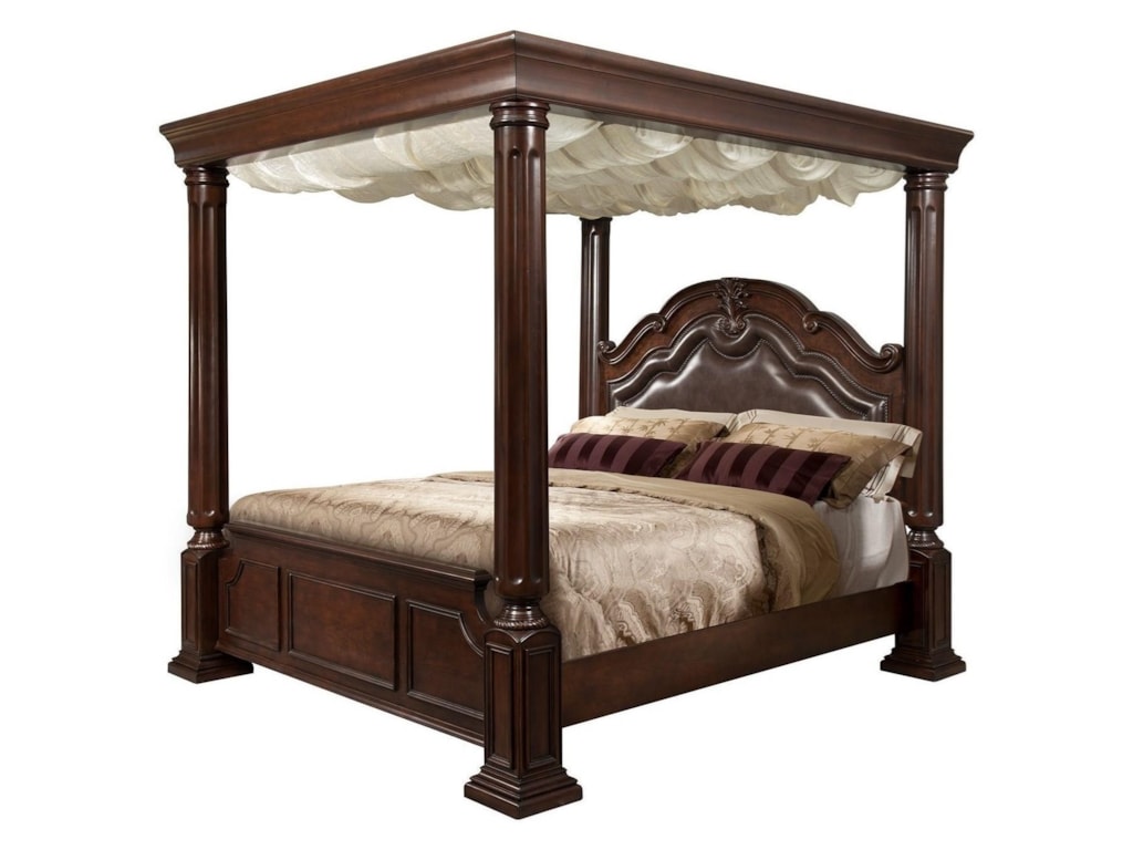 Elements International Tabasco King Canopy Bed With Upholstered Elements International Tabasing Canopy Bed
