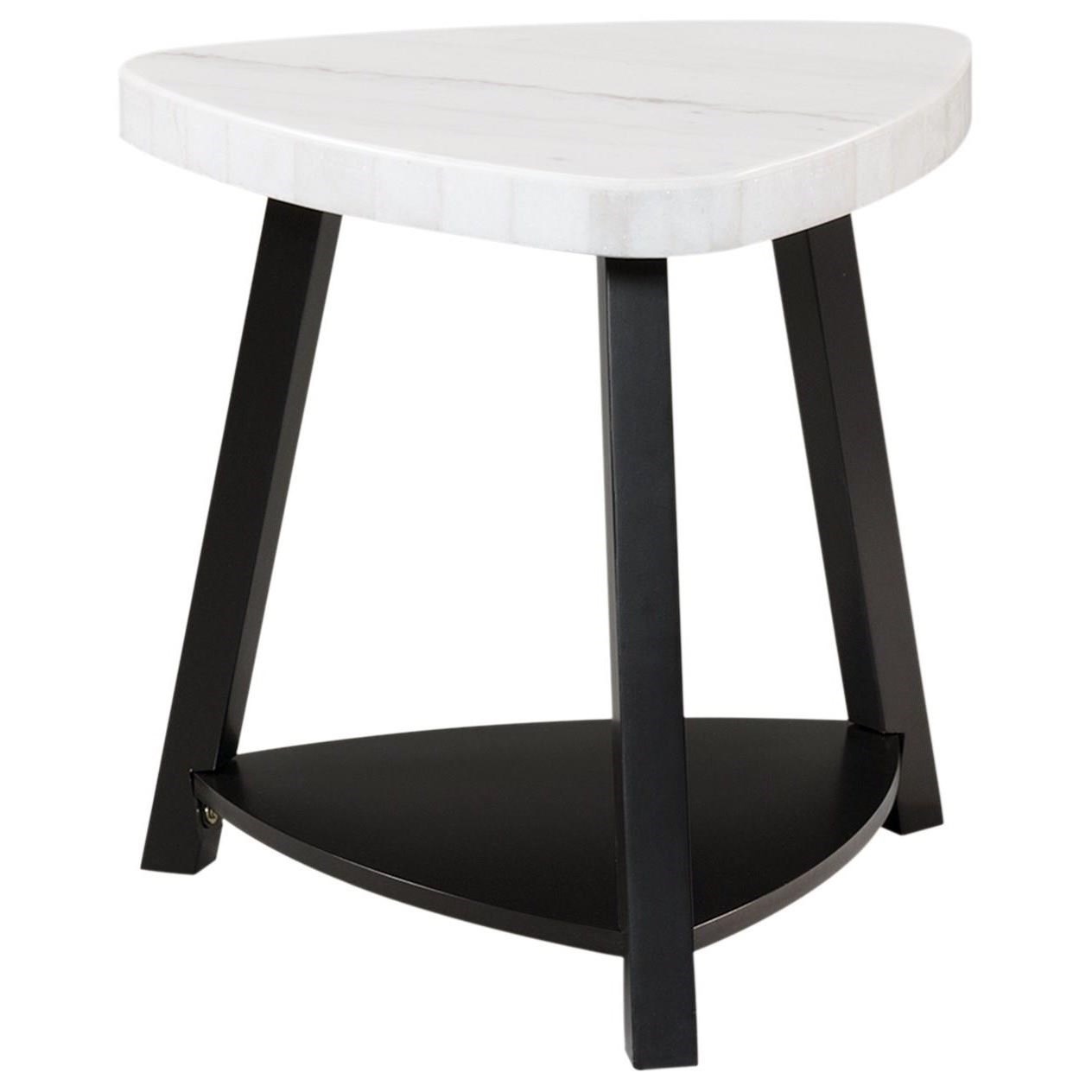 Elements Trinity Contemporary White Marble Top End Table Royal