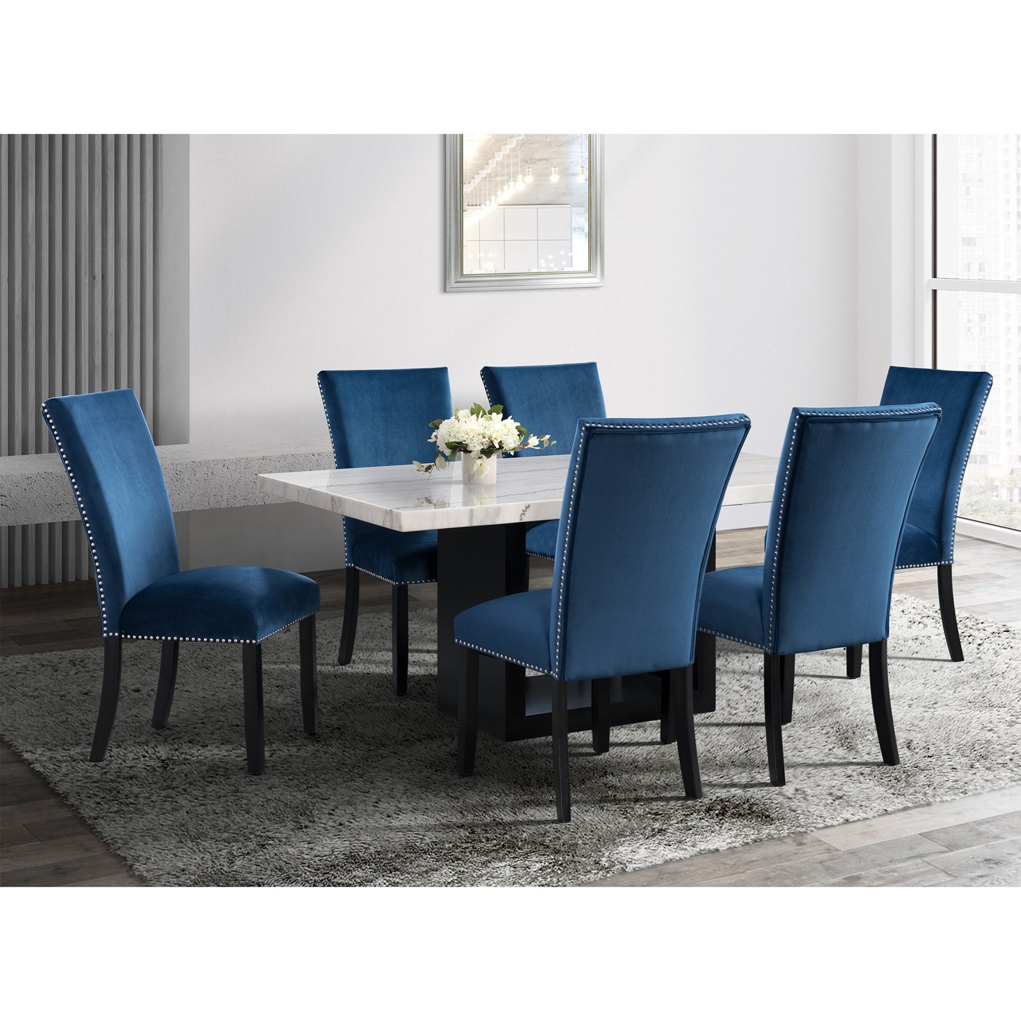 marble dining table and chairs