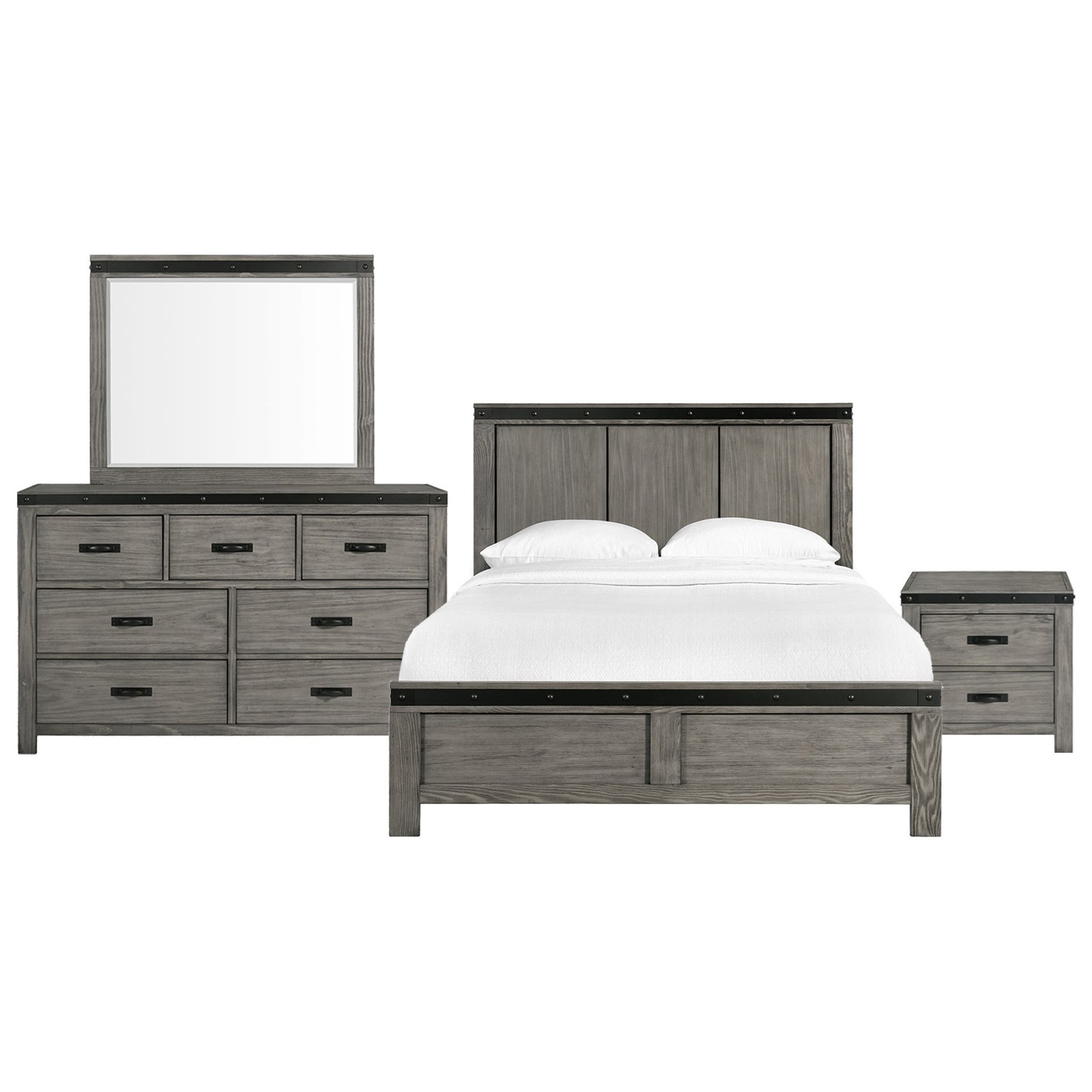 Vendor 972 Wade 0182082 Contemporary King Panel 4 Piece Bedroom Set Becker Furniture Bedroom Groups