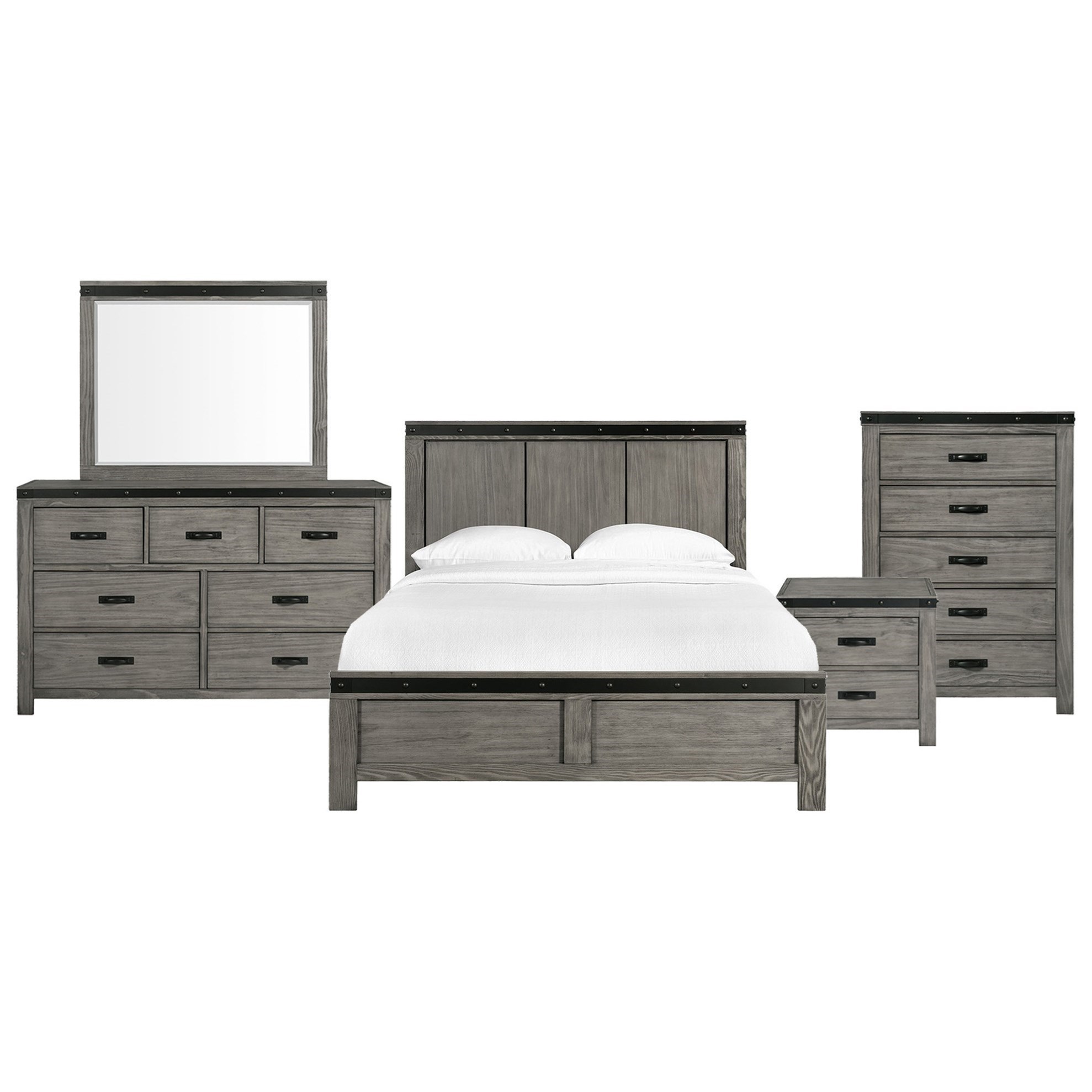 Elements International Wade Contemporary King Panel 5 Piece