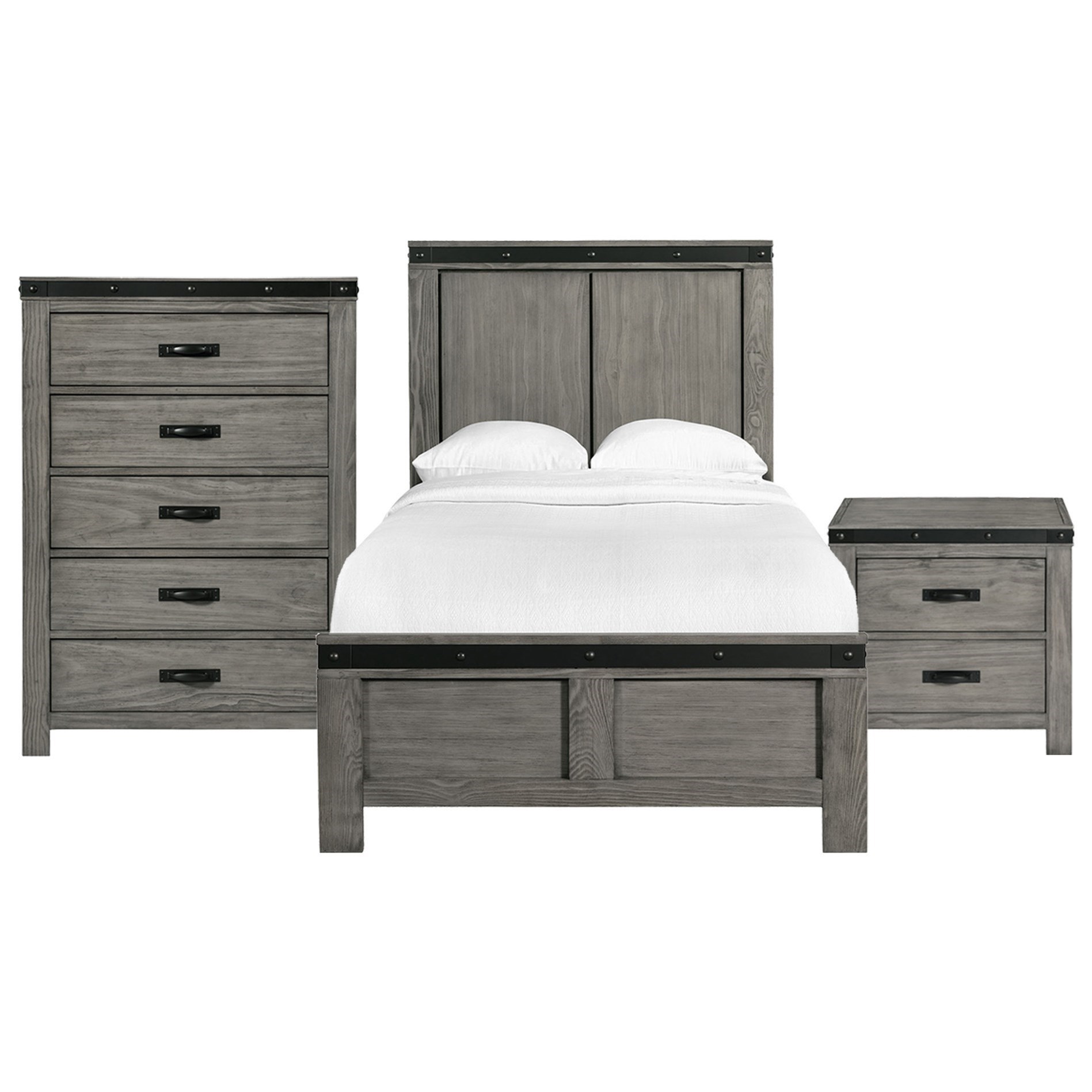 Elements International Wade Contemporary Twin Panel 3 Piece Bedroom Set Lindy S Furniture Company Bedroom Groups