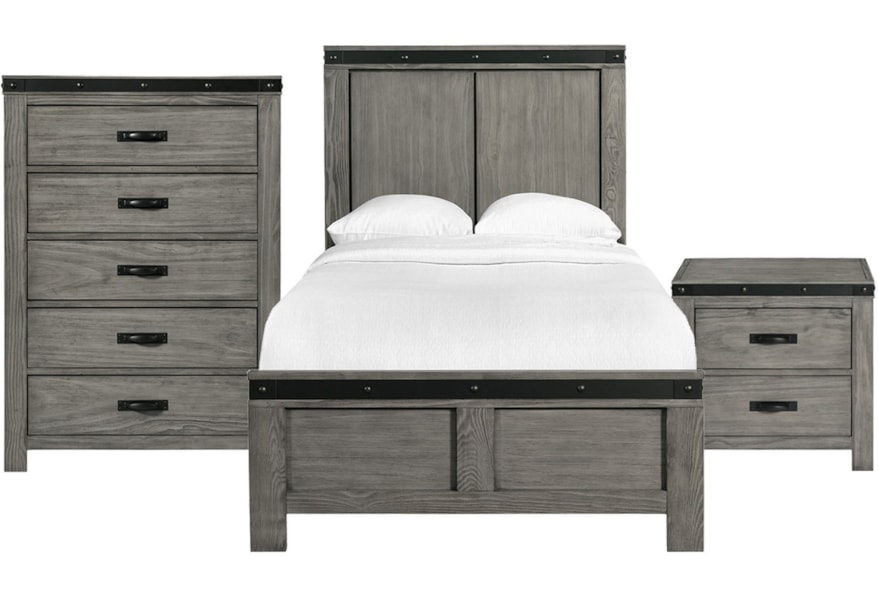 Elements International Wade Contemporary Twin Panel 3 Piece Bedroom Set Lindy S Furniture Company Bedroom Groups
