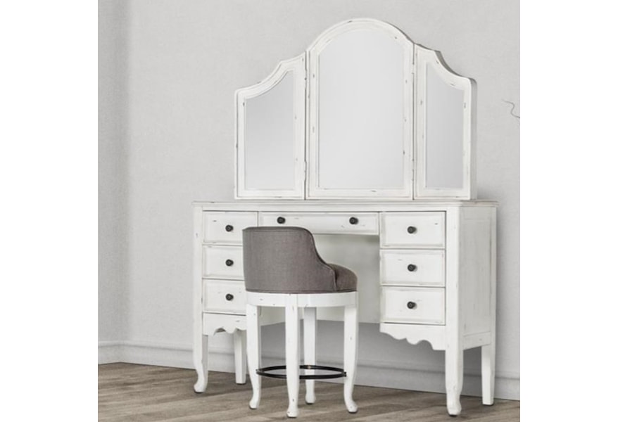Emerald Bordeaux Cottage Antique White 7 Drawer Make Up Emerald Bordeaux Cottage Antique White 7 Drawer Make Up