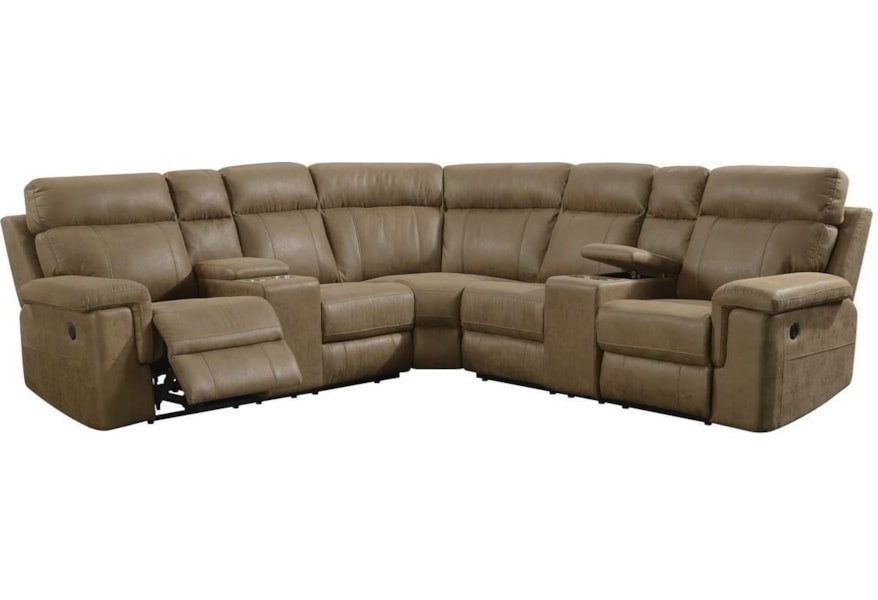Braydon 4 Seat Power Reclining Sectional Sofa With 4 Cupholders And 2 Usb Ports Sadler S Home Furnishings Reclining Sectional Sofas