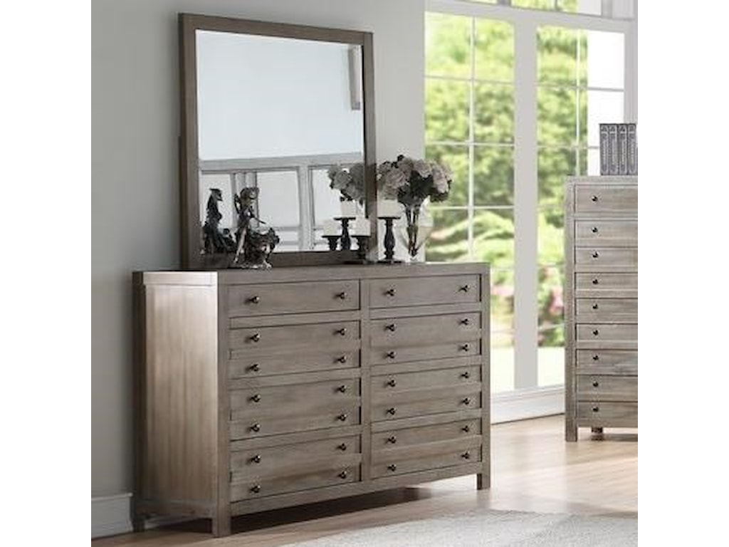 Emerald Briar Crest Vintage 8 Drawer Dresser And Mirror Set