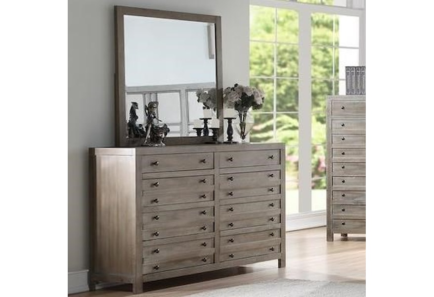 Emerald Briar Crest Vintage 8 Drawer Dresser And Mirror Set