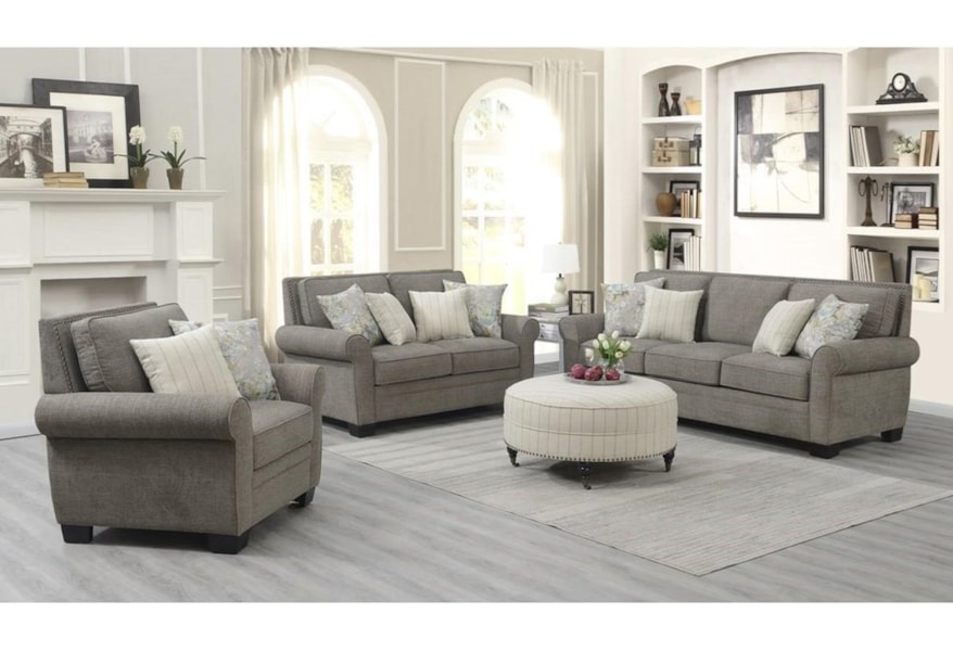 Emerald Brookemonte U3488 00 05 Transitional Sofa With Nailhead Emerald Brookemonte U3488 00 05
