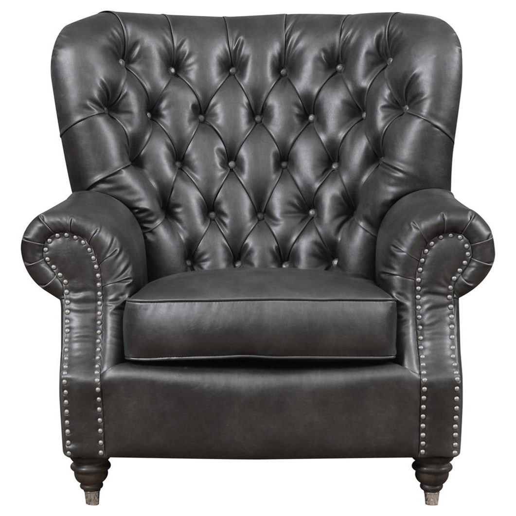 Capone Traditional Faux Leather Tufted Chair Sadler S Home Furnishings Upholstered Chairs