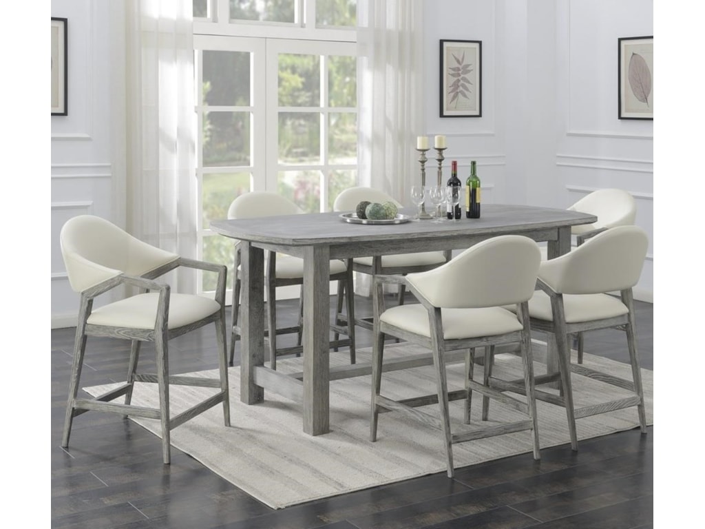 Carrera 7 Piece Counter Height Dining Set With Faux Leather Bar Stools By Emerald At Northeast Factory Direct