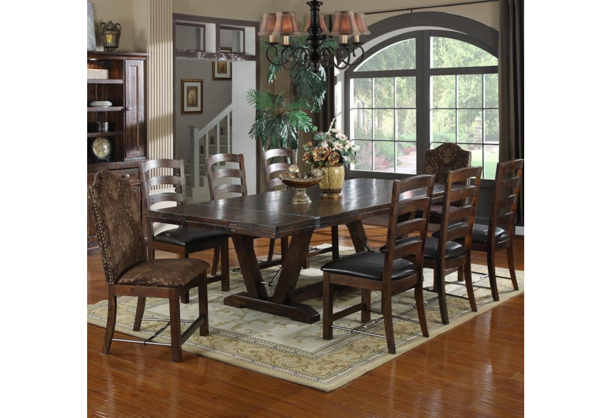 Emerald Castlegate 9 Piece Trestle Table Set Northeast Factory Direct Dining 7 Or More Piece Sets