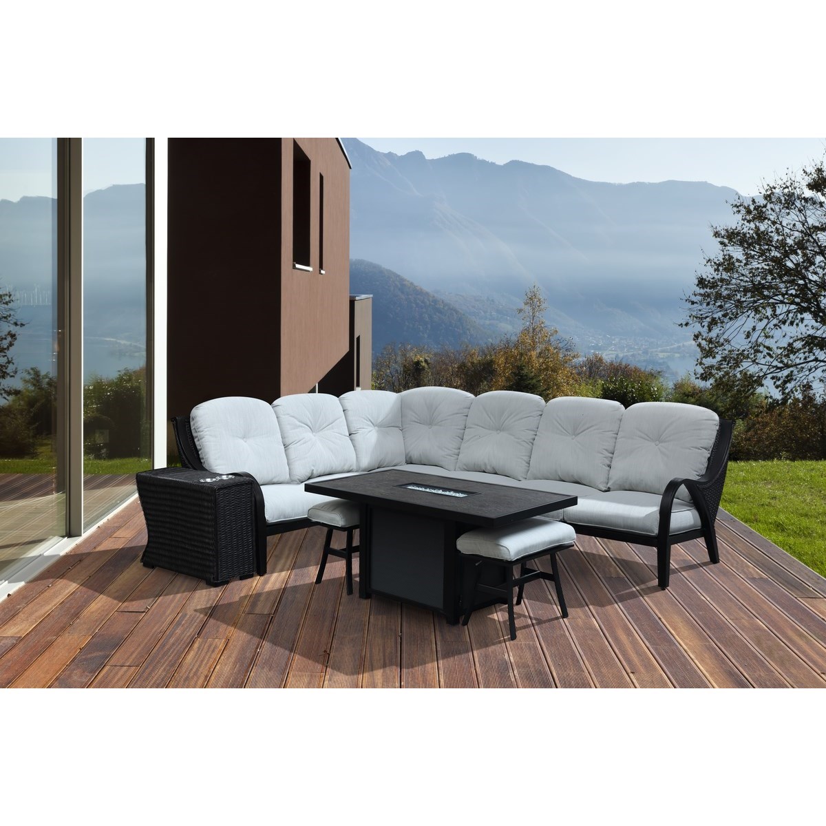 Emerald Del Mar Contemporary Rectangular Fire Pit Cocktail Table