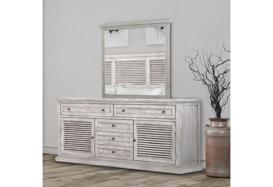 Emerald Havenwood Relaxed Vintage 5 Drawer Dresser And Mirror Set