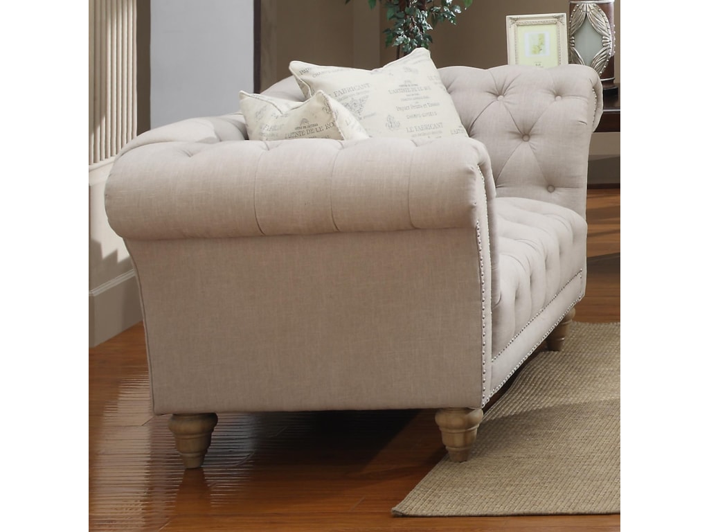 Linen Look Nailhead Loveseat W 2 Pillows Hutton Fabric Upholstery Emerald Hutton Fabric Upholstery Series Linen Look Nailhead Loveseat W 2 Pillows
