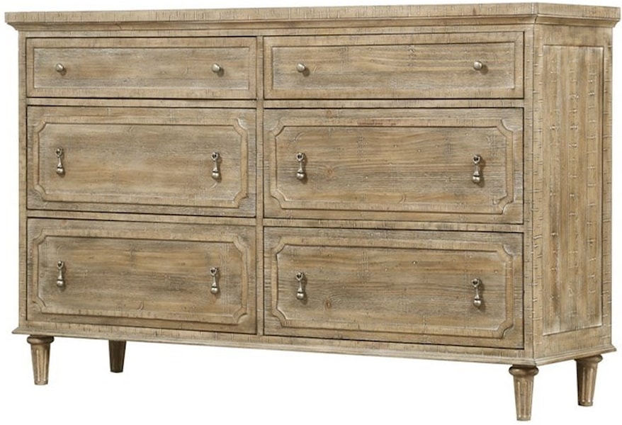 Emerald Interlude B560 01 Six Drawer Dresser With Cedar Lined Bottom Drawers Northeast Factory Direct Dressers