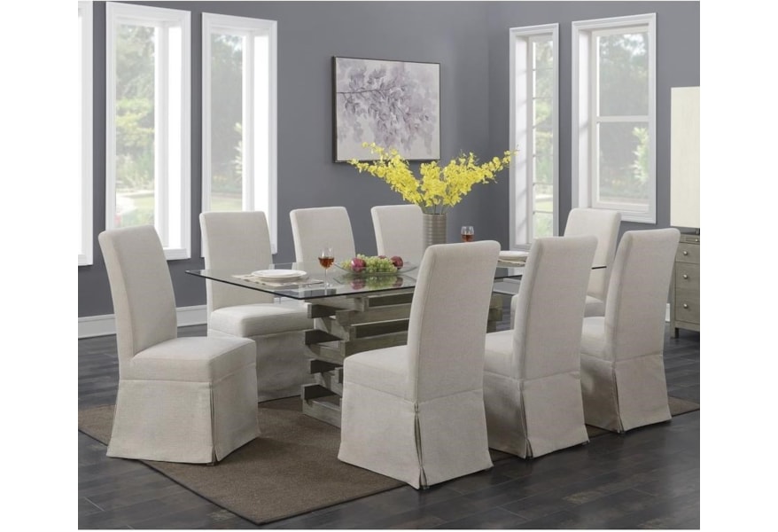 Emerald Jenga Contemporary Rustic 9 Piece Dining Table And Chair