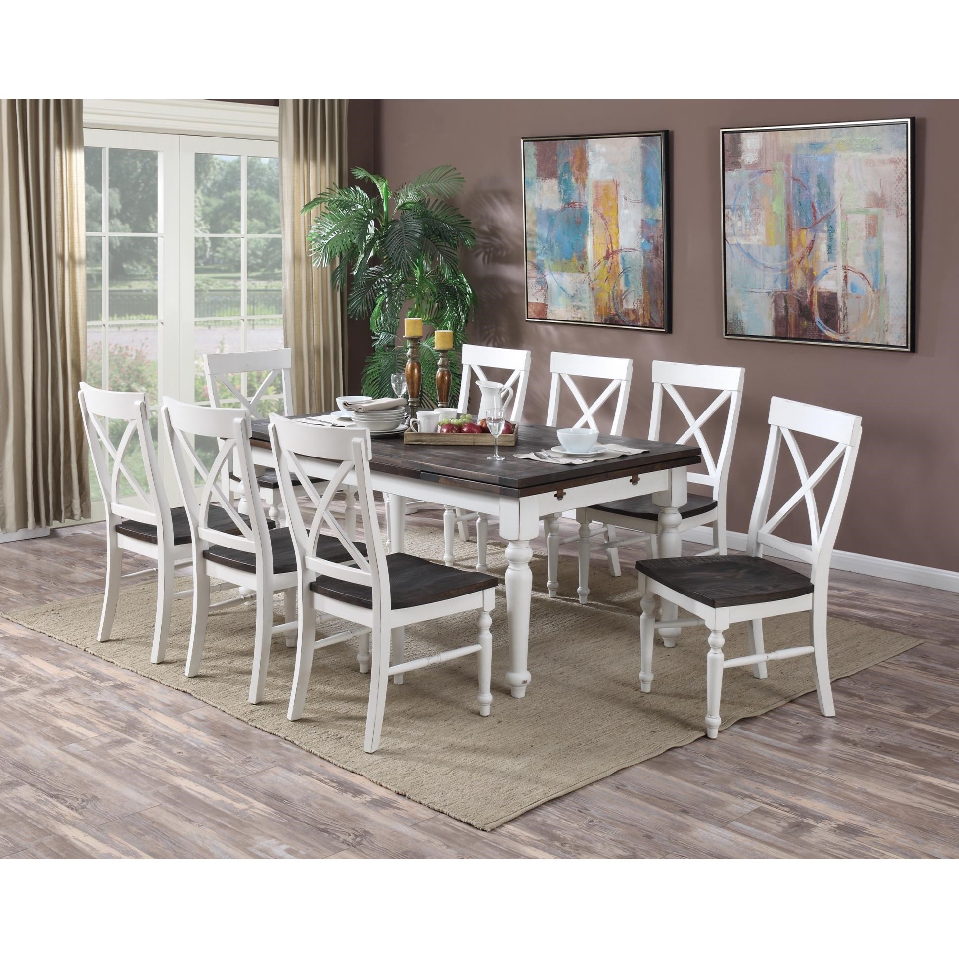 Emerald Mountain Retreat 9 Piece Dining Set With Two Tone Finished